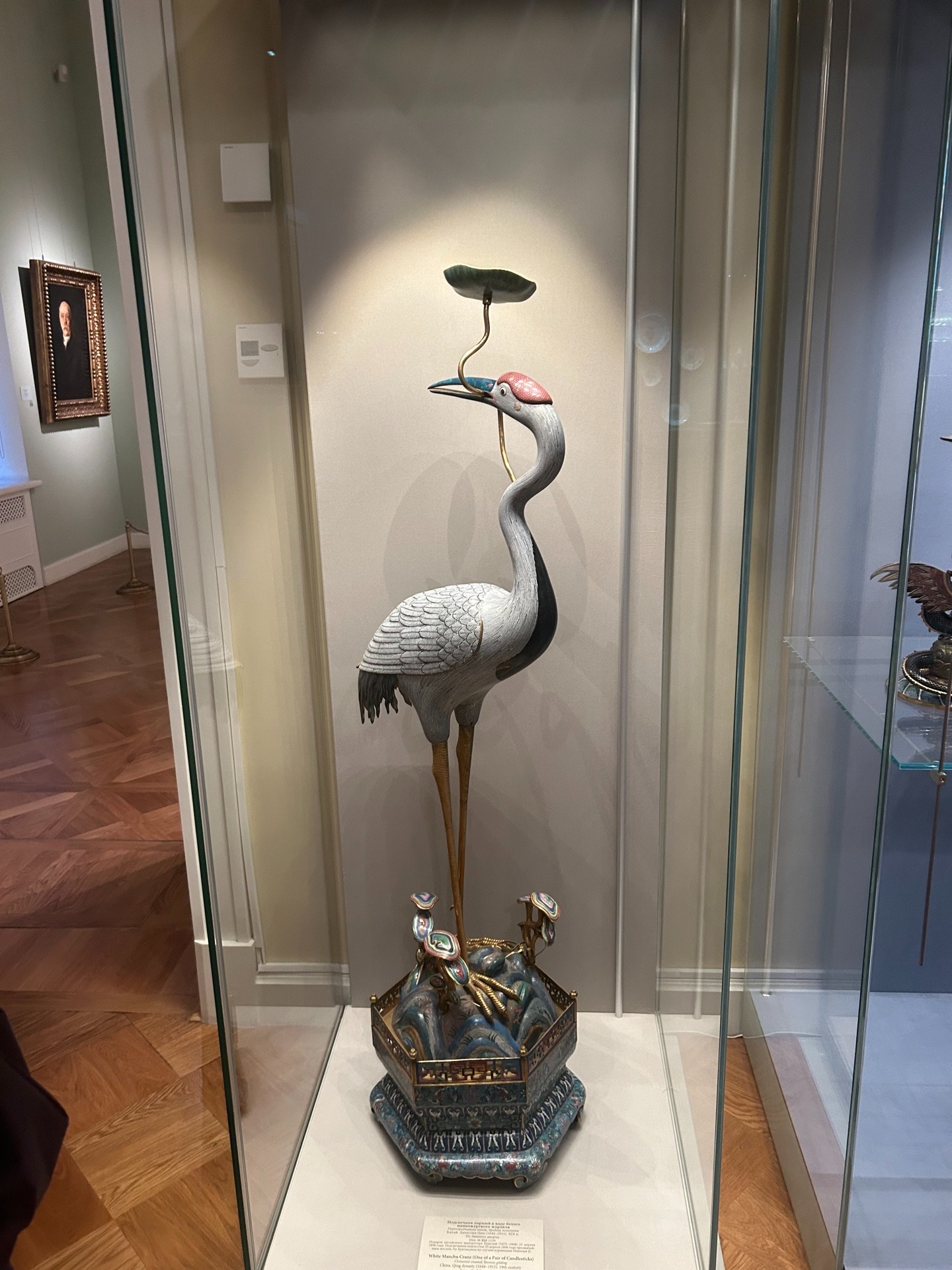 清代掐丝珐琅仙鹤烛台（19 世纪，中国清朝）